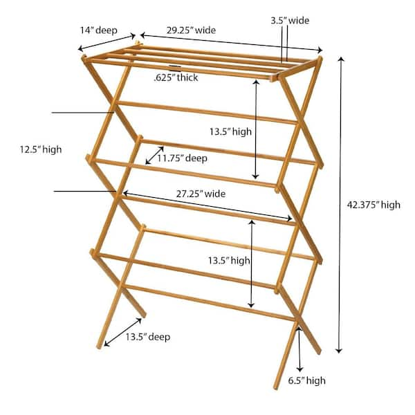 Home it 30 in x 20 in Bamboo Wooden clothes Drying Rack 420 - The Home Depot