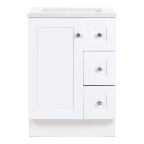 Bannister 25 in. Single Sink White Bath Vanity with Granite-Look Colorpoint White Cultured Marble Top (Assembled)