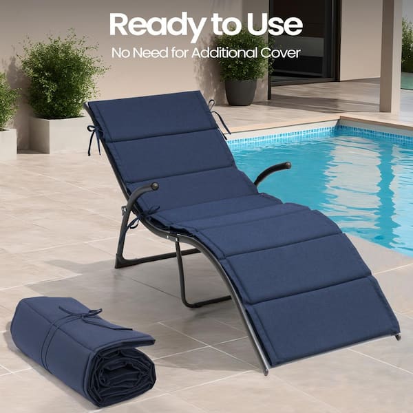 19 73 Portable Multi Piece Patio Outdoor Chaise Lounge Chair Cushion in Navy Blue