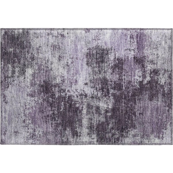Mayfield Premium Machine Washable Abstract AMF2065 Purple 2 ft. x 3 ft. Accent Rug