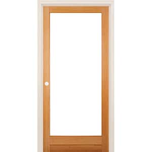 28 in. x 80 in. Right-Handed Full Lite Clear Glass Unfinished Fir Wood Single Prehung Interior Door