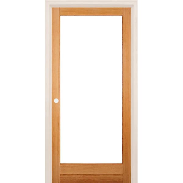 30 in. x 80 in. Right-Handed Full Lite Clear Glass Unfinished Fir Wood Single Prehung Interior Door