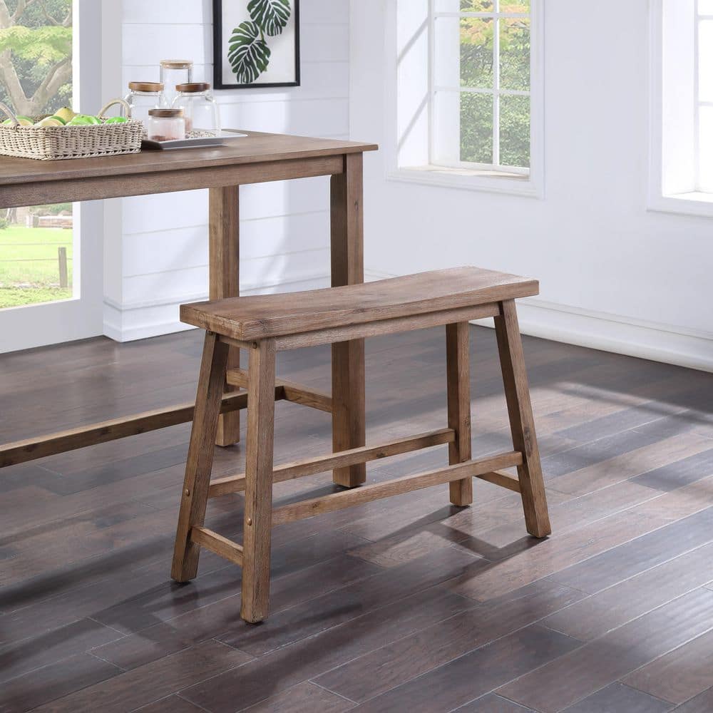 Sonoma Rustic 36" Barnwood Wire-Brush Solid Wood Dining Bench