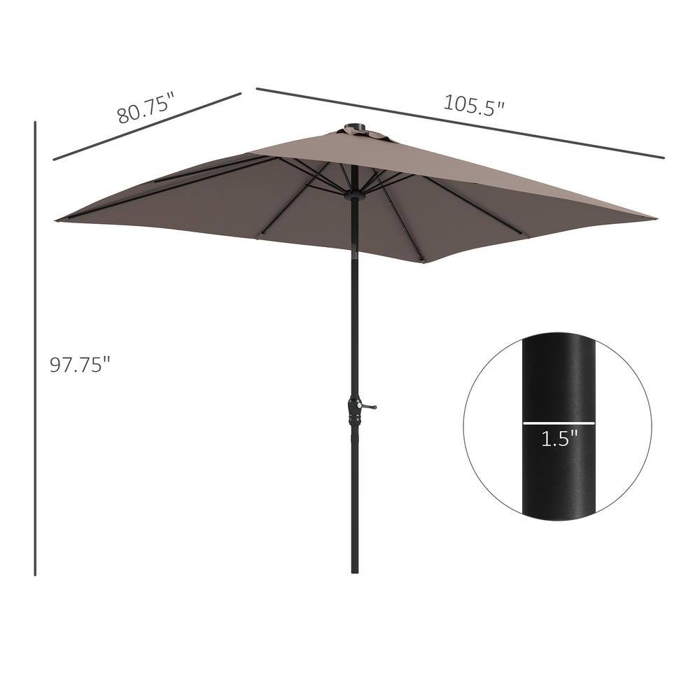 Tan Solar LED Patio Umbrella with Crank and Tilt
