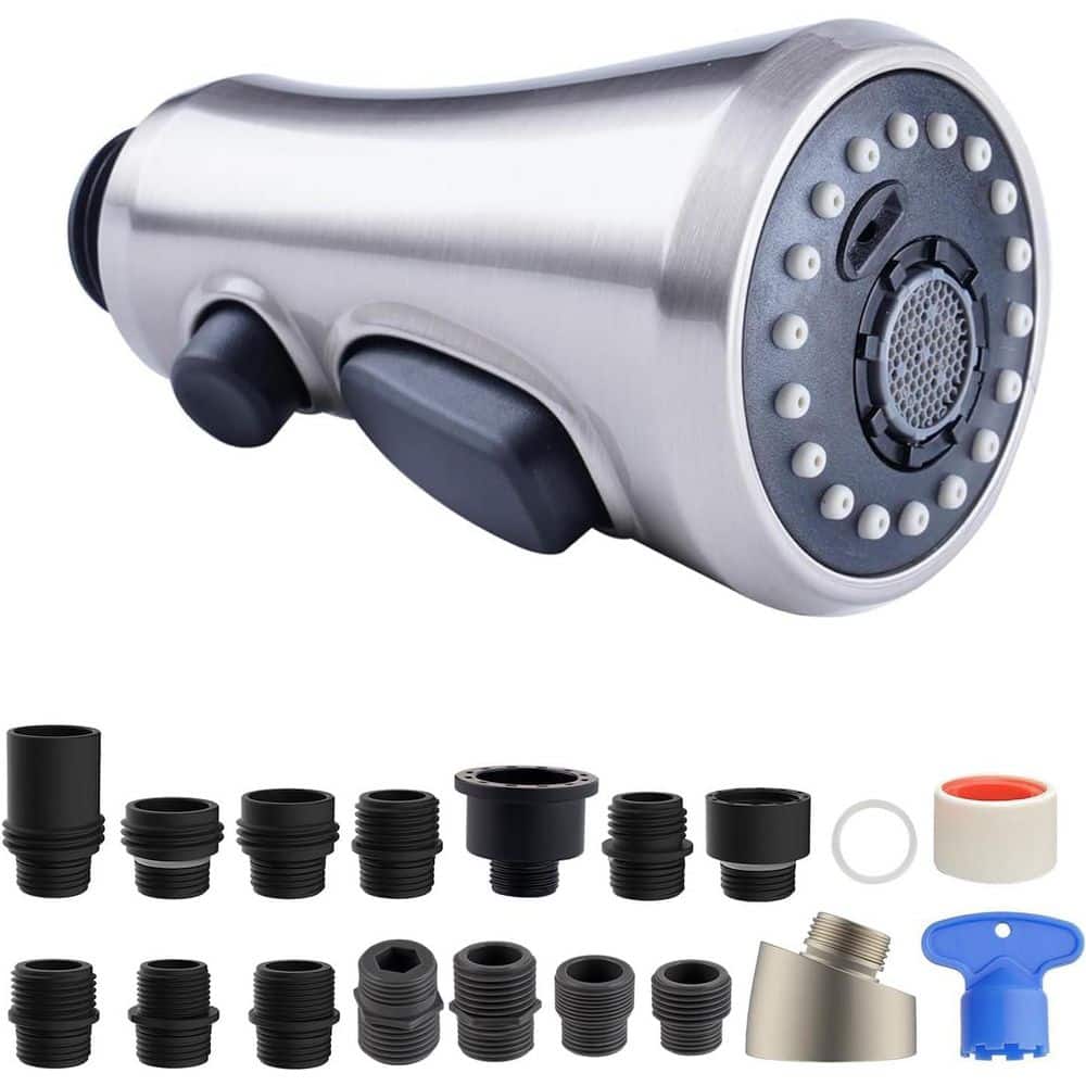 1-Piece Pull Down Spray Head for Kitchen Faucet in Silver, 3-Function Spray Nozzle with 15 Adapters price history on PriceWatchPro