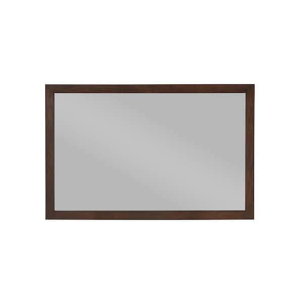 Home Decorators Collection Alster 46 in. W x 30 in. H Rectangular Wood Framed Wall Bathroom Vanity Mirror in Brown Oak