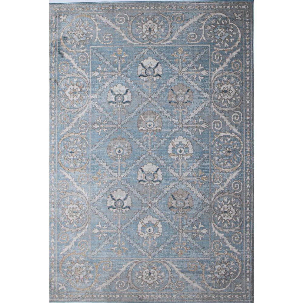 Ashland Light Blue  4 ft. x 6 ft. (3 ft. 6 in. x 5 ft. 6 in.) Floral Transi