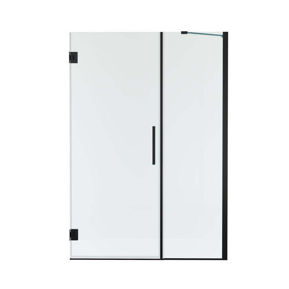 "UNIFIT 51-52 in. W x 72 in. H Hinged Frameless Shower Door in Matte Black with 3/8"" SGCC Clear Tempered Glass" price history on PriceWatchPro