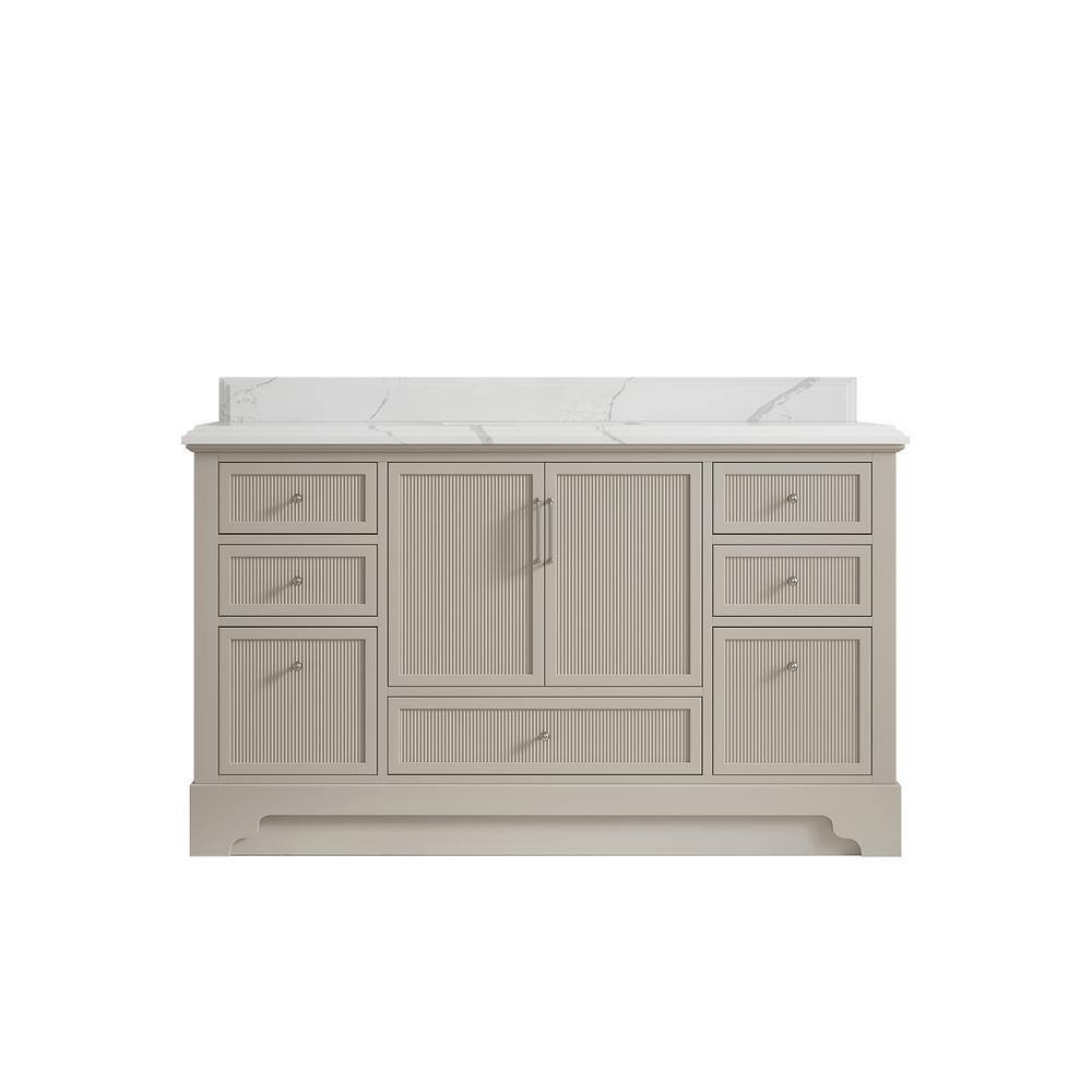 Alys 60 in. W x 22 in. D x 36 in. H Single Sink Bath Vanity in Fine Grain with 1.5 in. Calacatta Laza Top price history on PriceWatchPro