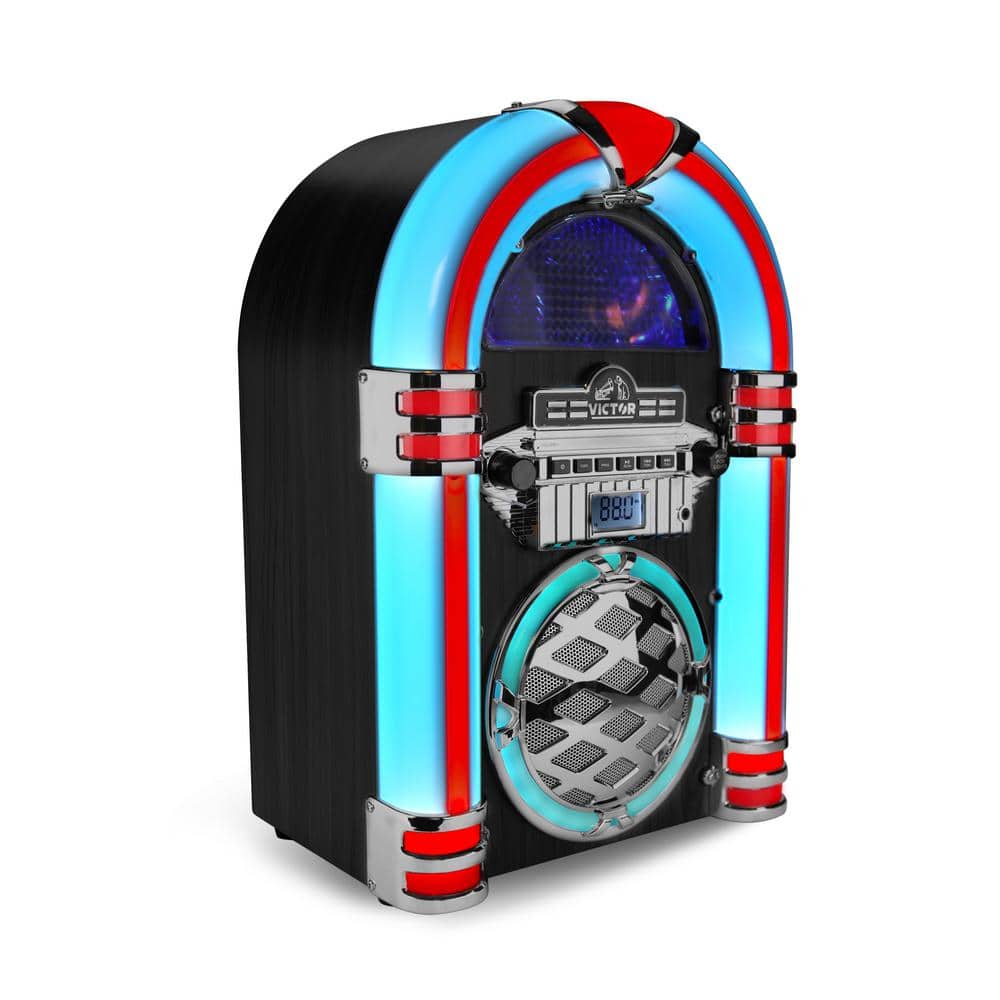 Victor Black Retro Bluetooth Jukebox Speaker with Multicolor LED Lighting