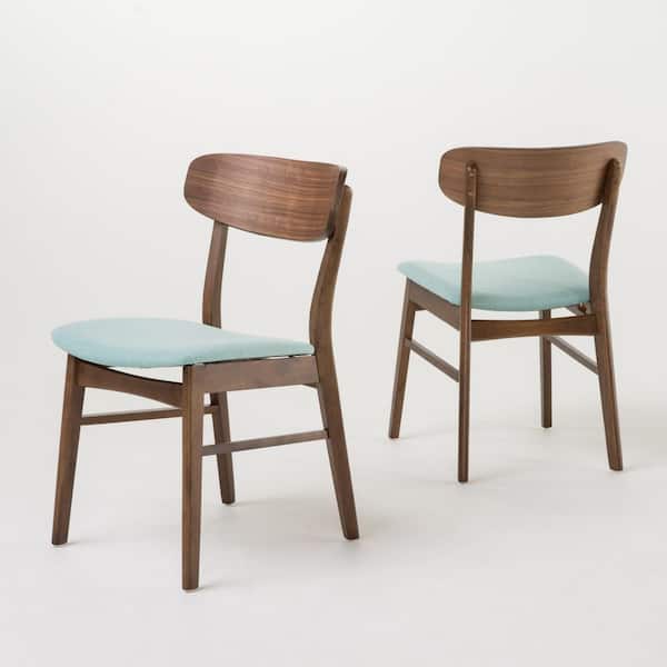Noble House Emmeline Mint/Walnut Finish Fabric Dining Chair (Set of 2)