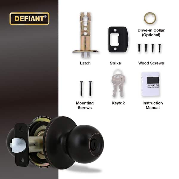 Defiant Saturn Aged Bronze Keyed Entry Door Knob 32T3X700B - The