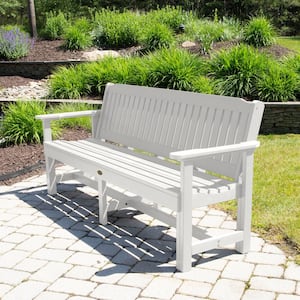 Exeter 77 in. 3-Person White Plastic Outdoor Bench