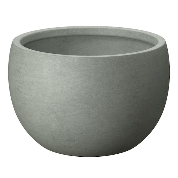 20 in. Large Sage Gray Concrete Round Planter / Pot with Drainage Holes