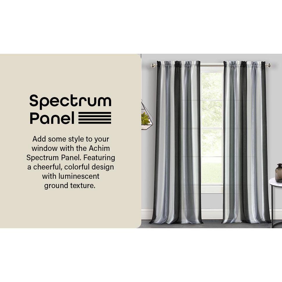 Black and Silver Polyester Rod Pocket Light-Filtering Curtain Panel