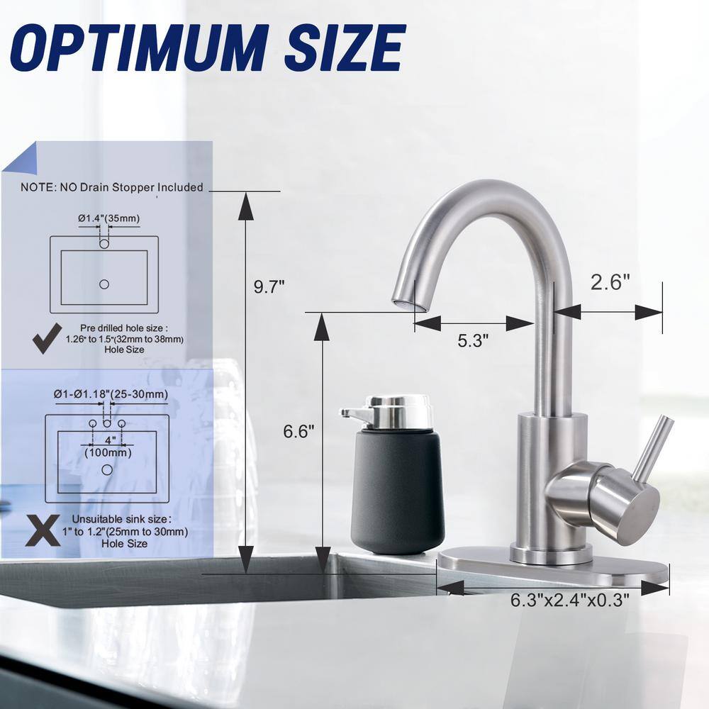 Brushed Nickel Single Handle Stainless Steel Bar Faucet with Swivel Spout
