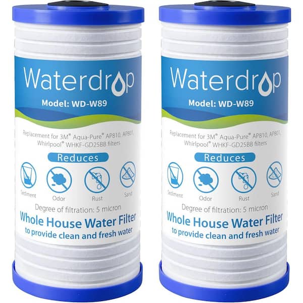 Waterdrop AP810 Whole House Water Filter, 10 in. x 4.5 in. 5-Micron, Replacement for 3M Aqua-Pure AP810 Whirlpool WHKF-GD25BB