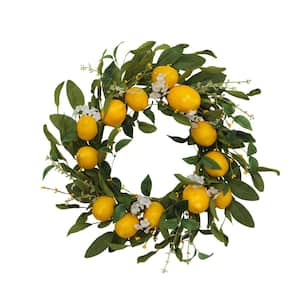 24 in. Artificial Dia Lemon Wreath with Berry Accents
