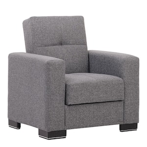 Basics Collection Convertible Gray Armchair with Storage