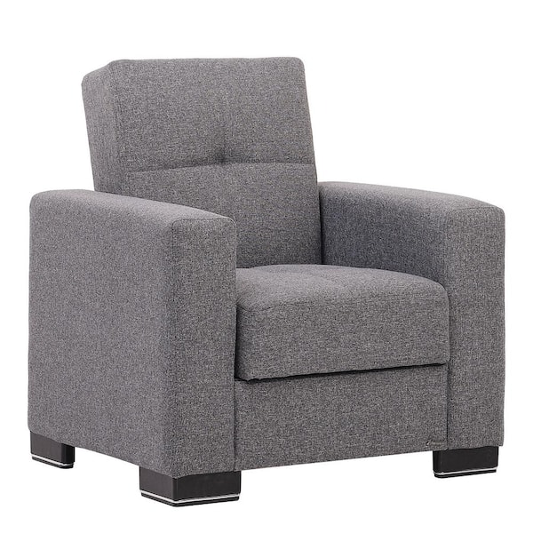 Ottomanson Basics Collection Convertible Gray Armchair with Storage