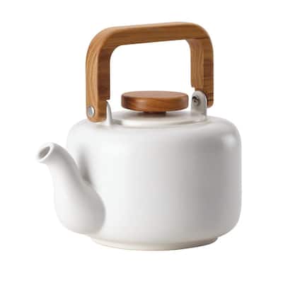 Ceramic Coffee and Tea 8-Cup Matte White Ceramic Teapot with Infuser