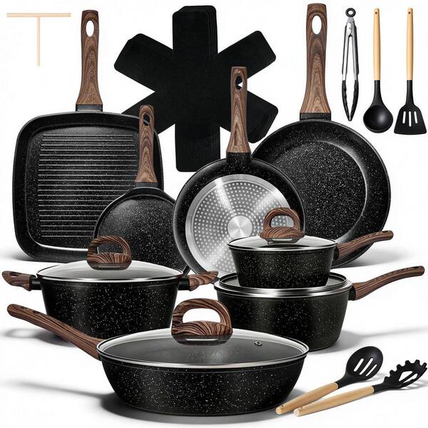 25-Piece Nonstick Ceramic Cookware Sets, Non-Toxic, Large Capacity, Induction Compatible, PFAS PTFE PFOA Free