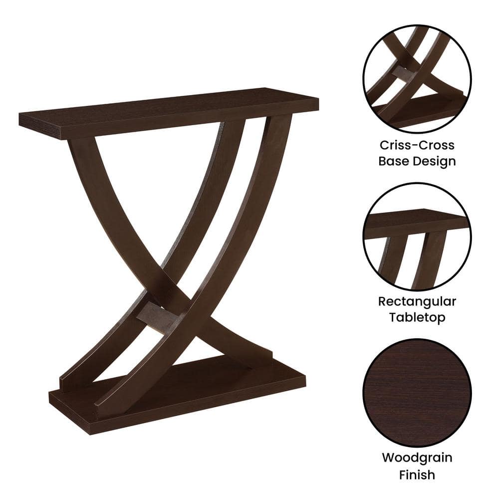 Espresso Woodgrain Contemporary Console Table with Storage