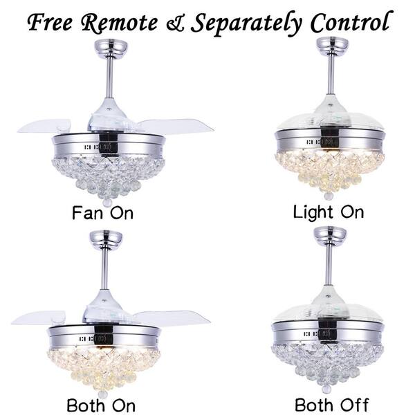 Led Chrome Retractable Ceiling Fan With, Chandelier Hanging Kit Home Depot