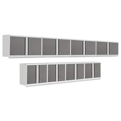Pro Series Welded Steel 8-Shelf Wall Mounted Garage Cabinet in Black (280 in W x 24 in H x 14 in D)