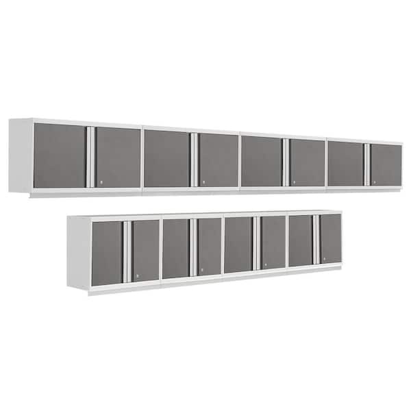 NewAge Products Pro Series Welded Steel 8-Shelf Wall Mounted Garage Cabinet in Black (280 in W x 24 in H x 14 in D)