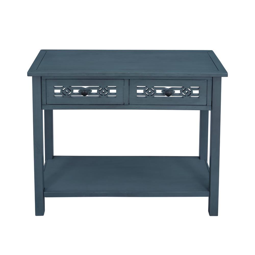 Utopia 4niture Diego 35 in. Navy Blue Rectangle Wood Console Table with