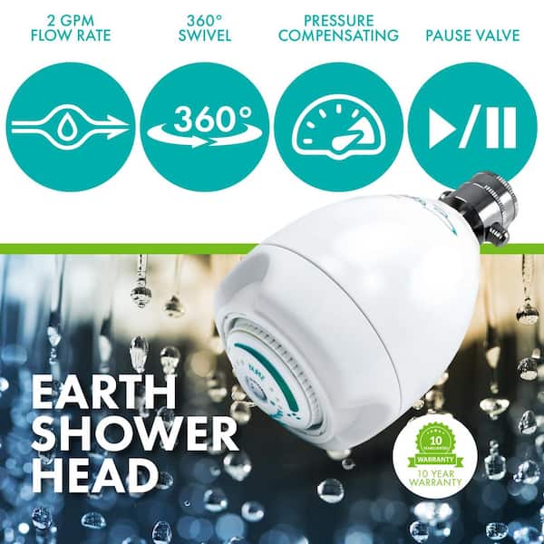Earth Spa 3-Spray with 2 GPM 2.7 in. Wall Mount Adjustable Fixed Shower Head with Pause in White, (50-Pack)