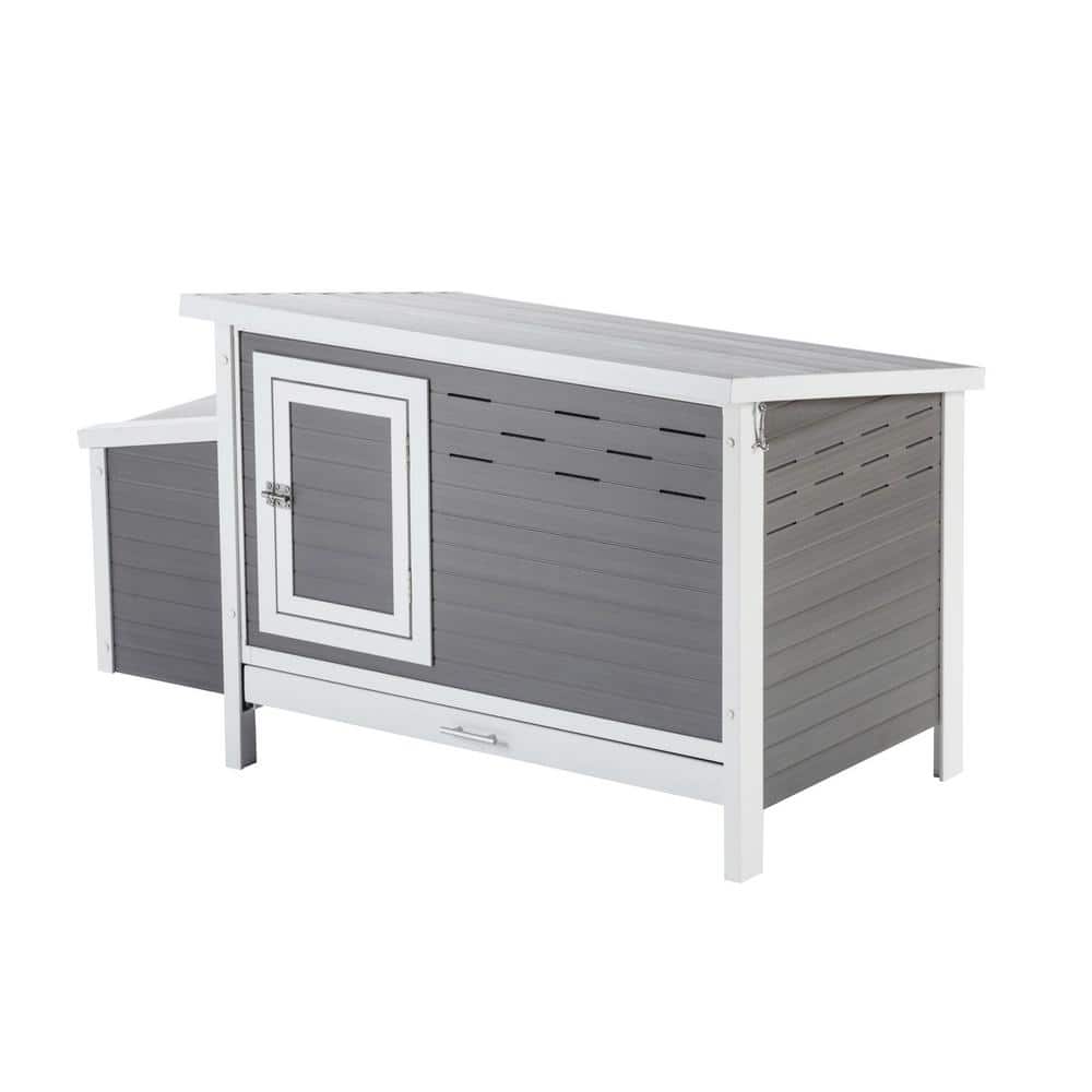 Gray and White ECOFLEX Outdoor Chicken Coop with Removable Tray