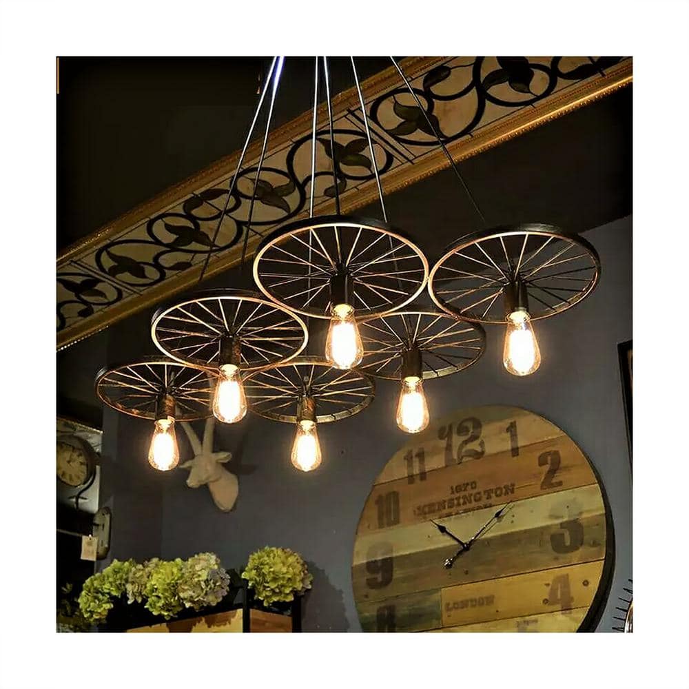 Vintage Multi-Tiered Edison Bulb Bronze Chandelier