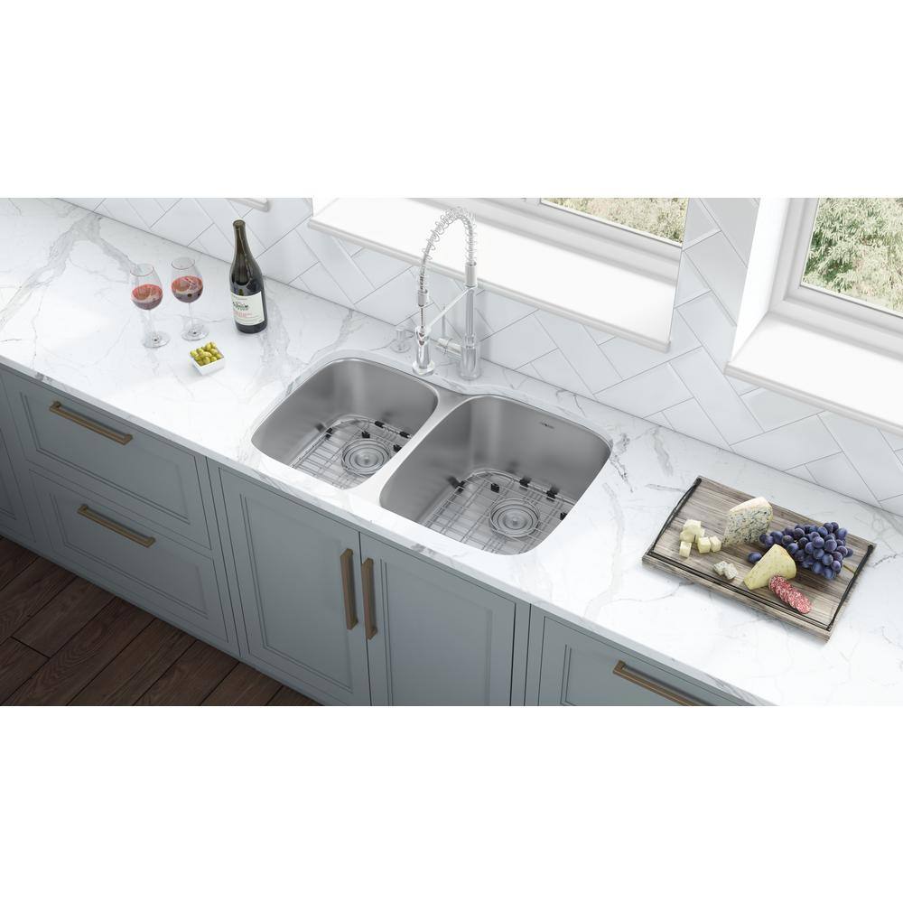 Ruvati 32-inch Satin Finish Stainless Steel Double Bowl Kitchen Sink