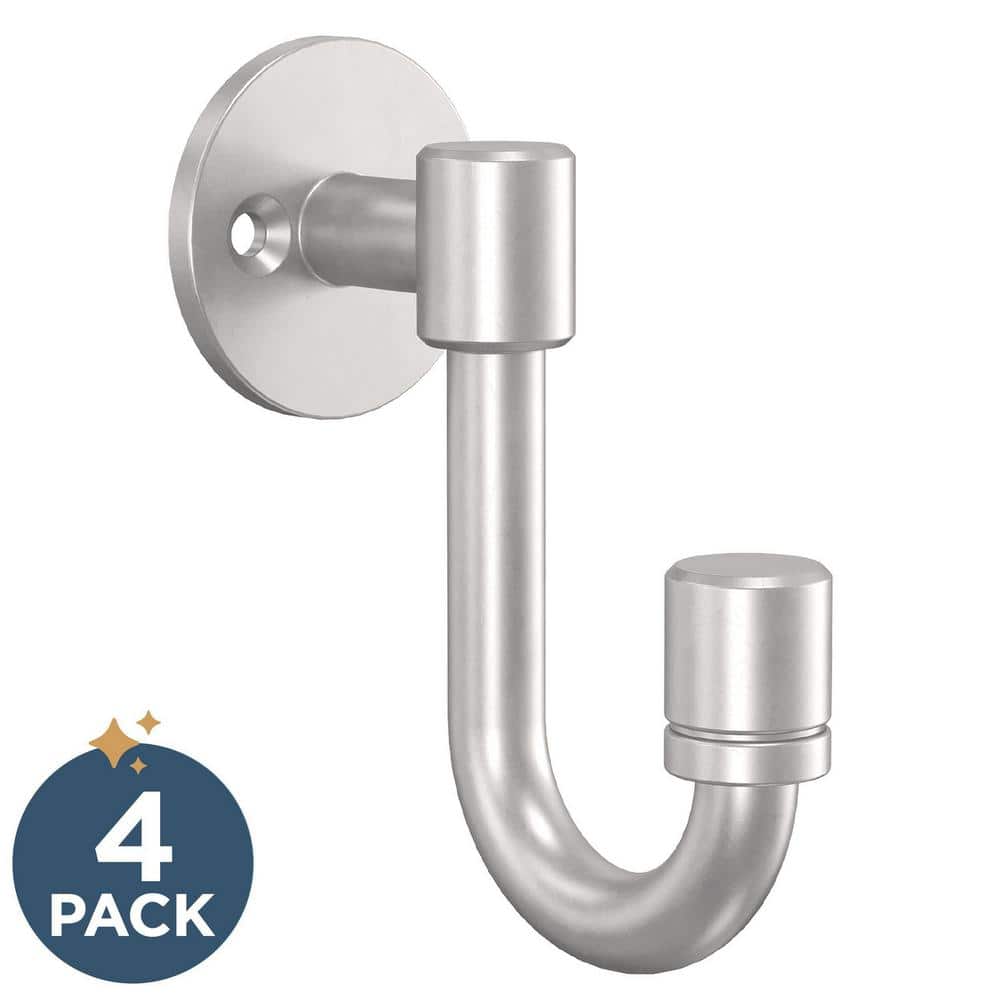 4-Pack Bar 3-5/8 in. H, Zinc 35 lb. Load Capacity Classic Single Prong Wall