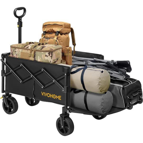 4.6 cu. ft. Steel Collapsible Tailgating Garden Cart with Adjustable Handle, All-Terrain Wheels