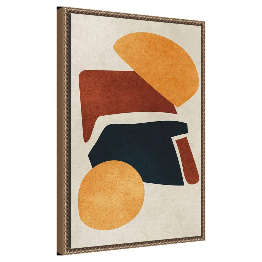 Earth Tone Abstract Canvas Art with Beaded Frame