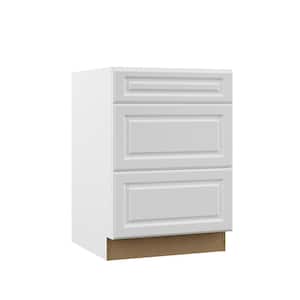 Designer Series Elgin Assembled 24x34.5x23.75 in. Drawer Base Kitchen Cabinet in White