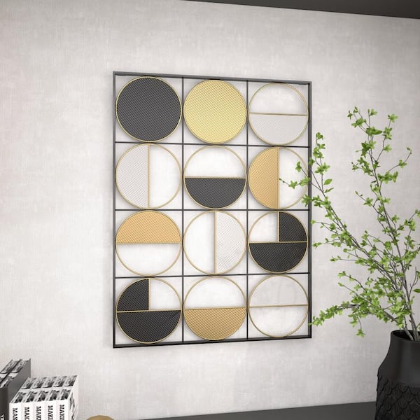 CosmoLiving by Cosmopolitan Metal Gold Geometric Wall Decor with Gold Frame  (Set of 3) 043134 - The Home Depot