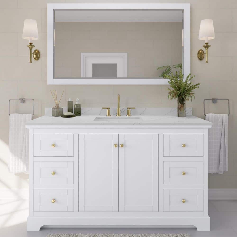 Avery 60 in. W x 22 in. D x 35 in. H Single Bath Vanity in White with Giotto Quartz Top price history on PriceWatchPro