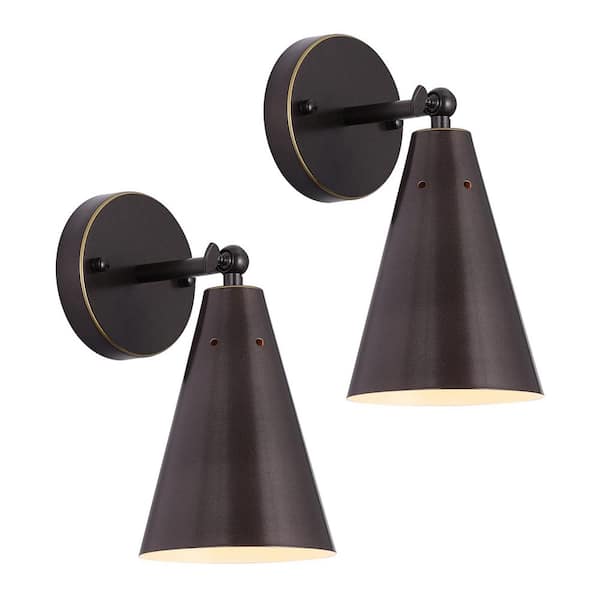 Ahfiwaso Industrial 4.72 in. 1 Light Oil Rubbed Bronze Modern Smart Home Wall Sconce with Metal Shade 2-Pack