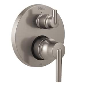 2-Handle Wall-Mount Valve Trim Kit with 3-Setting Integrated Diverter in Stainless (Valve Not Included)