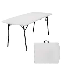 Diamond Series 6 ft. Fold-in-Half Banquet Table in White Speckle with Hammer Tone Frame