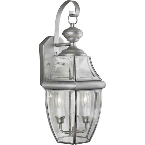 Forte Lighting 2 Light Outdoor Lantern Olde Nickel Finish Clear Beveled Glass Panels-DISCONTINUED