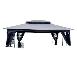 13 ft. x 10 ft. Patio Double Roof Gazebo Replacement Canopy Only Fabric Canopy Only in Gray