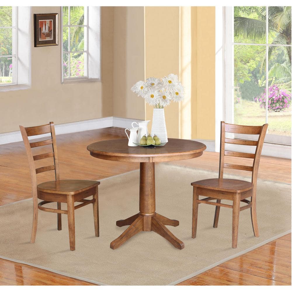 Ely 39" Distressed Oak Round Pedestal Dining Table