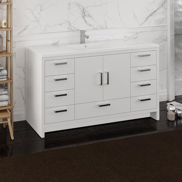 Fresca Quadro White Pedestal Sink W Medicine Cabinet - Modern Bathroom Vanity