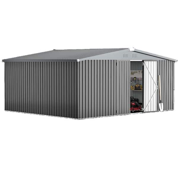 12 ft. W x 14 ft. D Resin Storage Shed, Tools Storage Shed for Garden, Bakcyard, Dark Gray (168 sq. ft. )