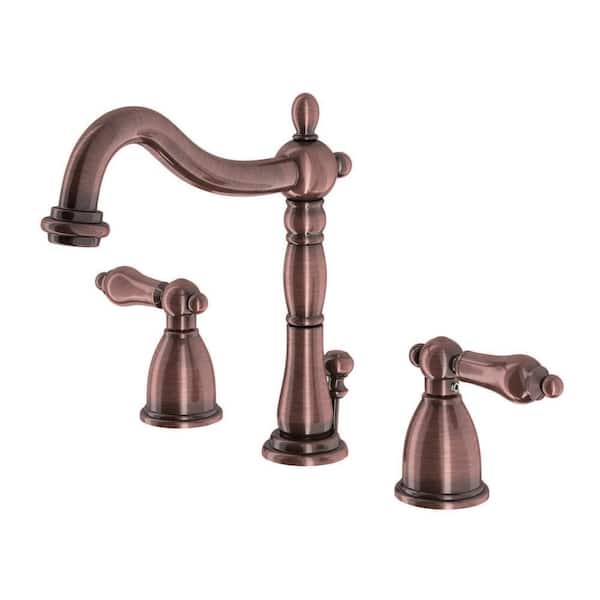 Heritage 8 in. Widespread 2-Handle Bathroom Faucet in Antique Copper
